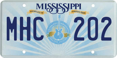 MS license plate MHC202