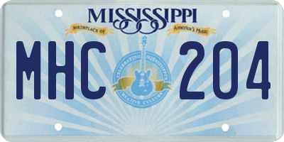MS license plate MHC204