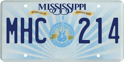 MS license plate MHC214