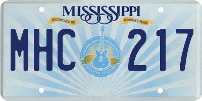 MS license plate MHC217