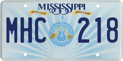 MS license plate MHC218