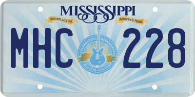 MS license plate MHC228