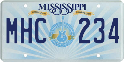 MS license plate MHC234