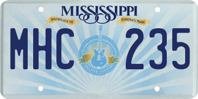 MS license plate MHC235