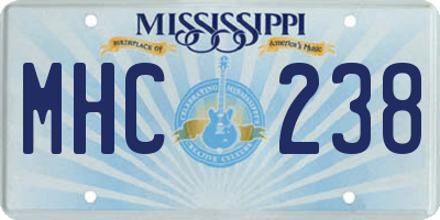 MS license plate MHC238