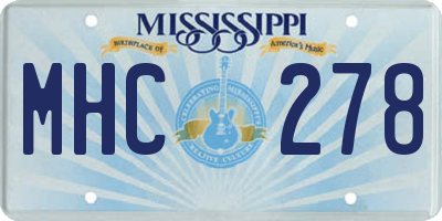 MS license plate MHC278