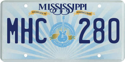 MS license plate MHC280
