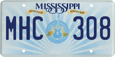 MS license plate MHC308