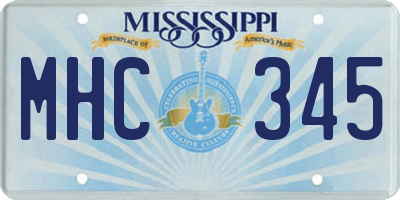 MS license plate MHC345
