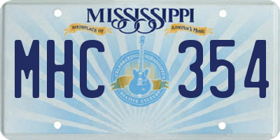 MS license plate MHC354