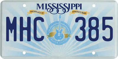 MS license plate MHC385