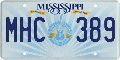 MS license plate MHC389