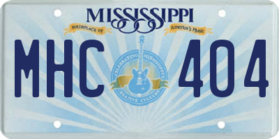 MS license plate MHC404