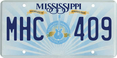 MS license plate MHC409