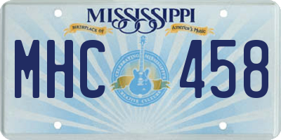 MS license plate MHC458