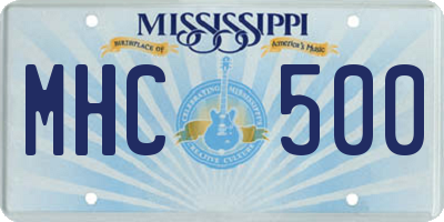 MS license plate MHC500
