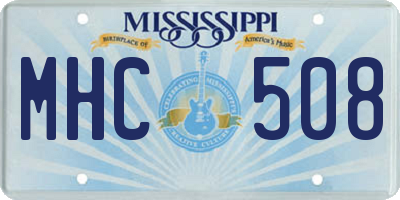 MS license plate MHC508