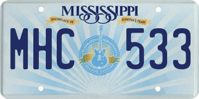MS license plate MHC533