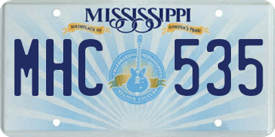 MS license plate MHC535
