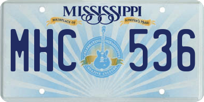 MS license plate MHC536