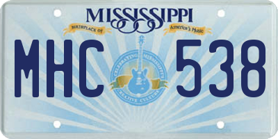 MS license plate MHC538