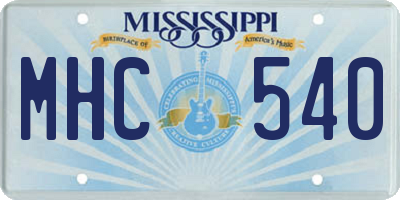 MS license plate MHC540