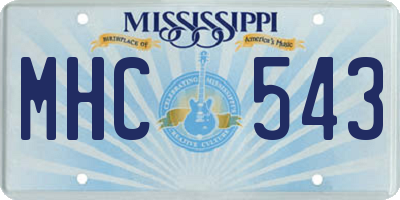 MS license plate MHC543