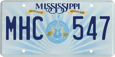 MS license plate MHC547