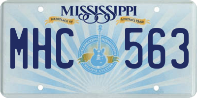 MS license plate MHC563