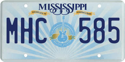 MS license plate MHC585