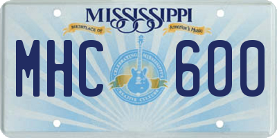 MS license plate MHC600