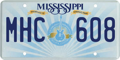 MS license plate MHC608