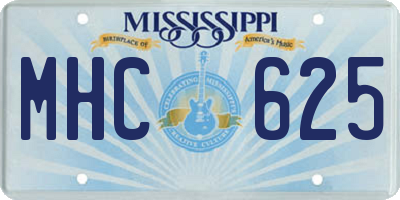 MS license plate MHC625