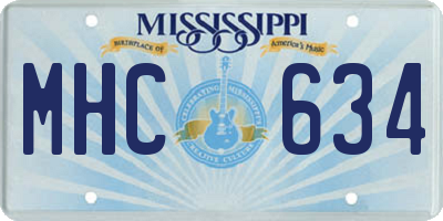 MS license plate MHC634