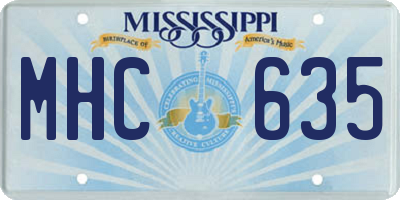 MS license plate MHC635