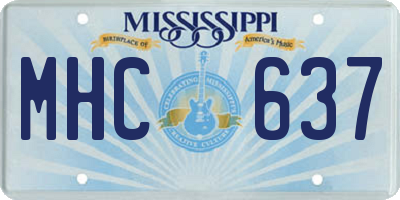 MS license plate MHC637