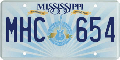 MS license plate MHC654