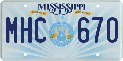 MS license plate MHC670