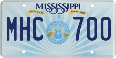 MS license plate MHC700