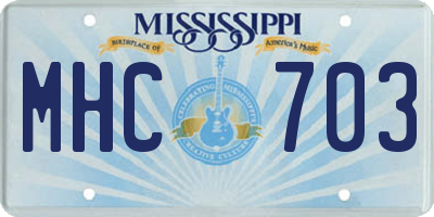MS license plate MHC703