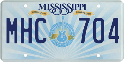 MS license plate MHC704