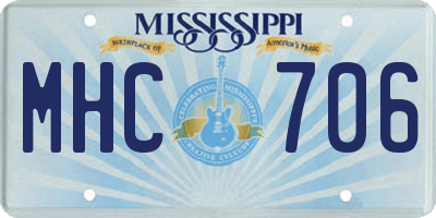MS license plate MHC706