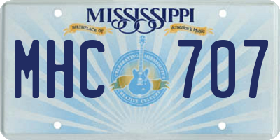 MS license plate MHC707