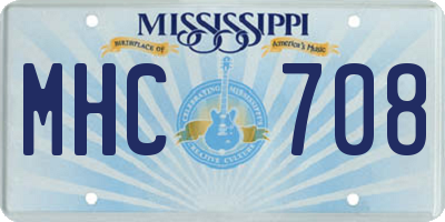 MS license plate MHC708