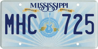 MS license plate MHC725