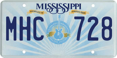 MS license plate MHC728