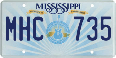MS license plate MHC735