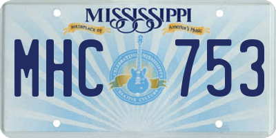 MS license plate MHC753