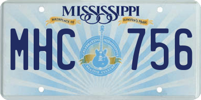 MS license plate MHC756
