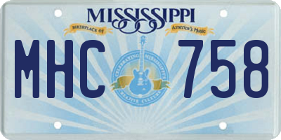 MS license plate MHC758